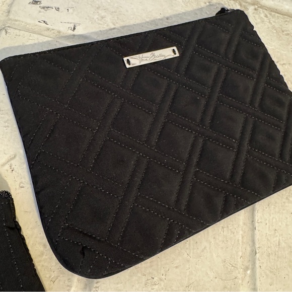 Set of THREE Vera Bradley Quilted Pouches / Cosmetic Cases in Black - Picture 9 of 14
